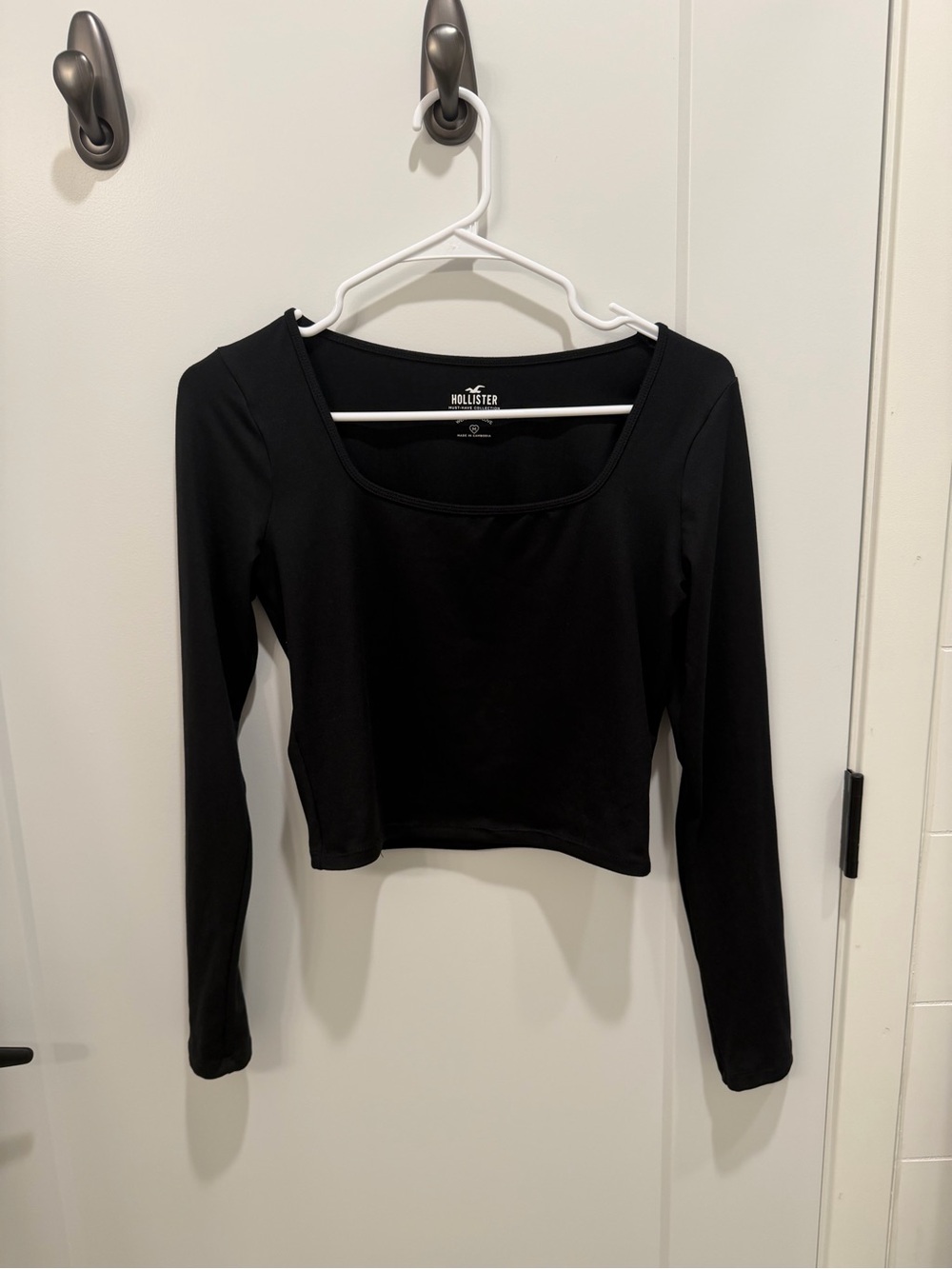 Hollister Black Long Sleeve Square Neck Crop Top